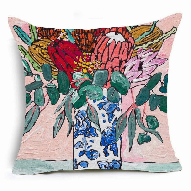 Watercolor Flower Painting Print Cushion