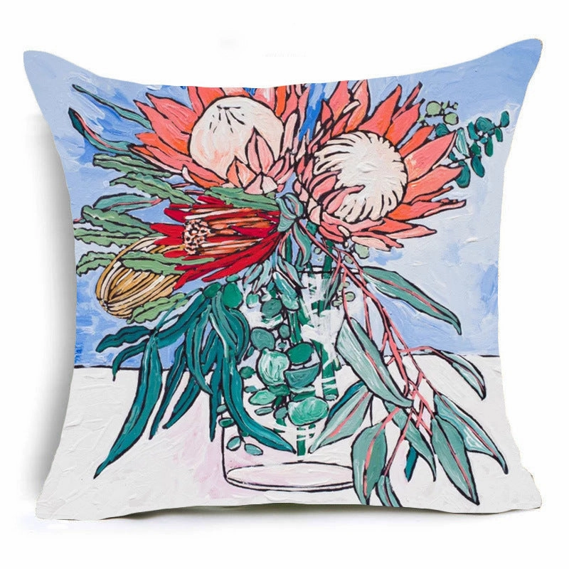 Watercolor Flower Painting Print Cushion