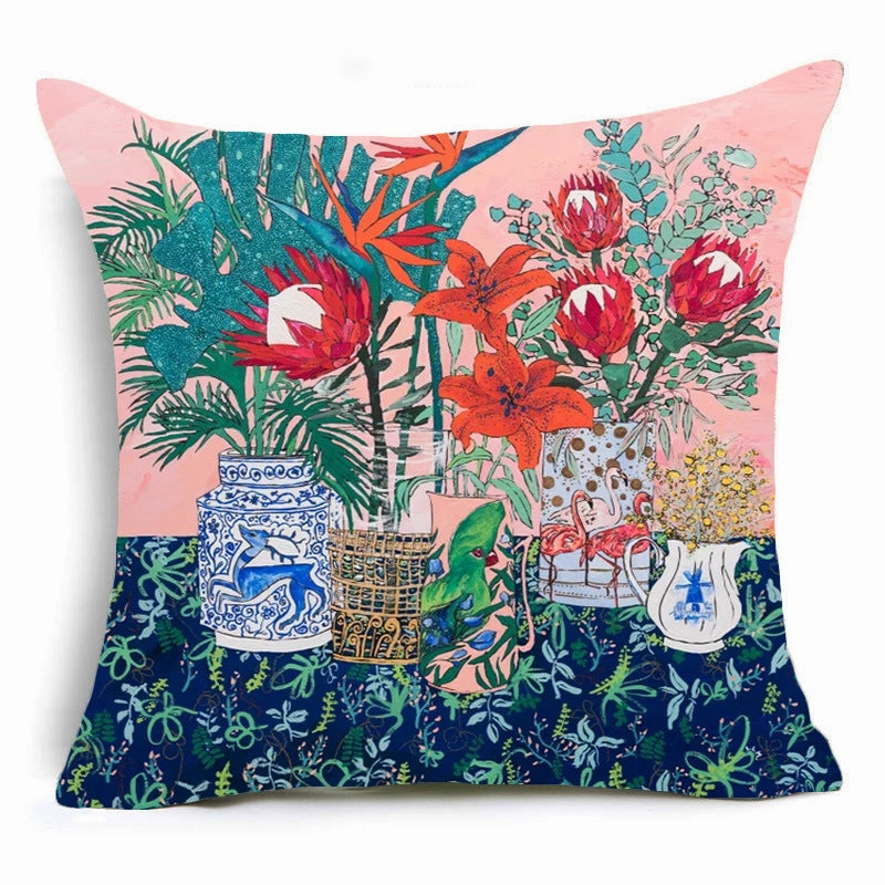 Watercolor Flower Painting Print Cushion