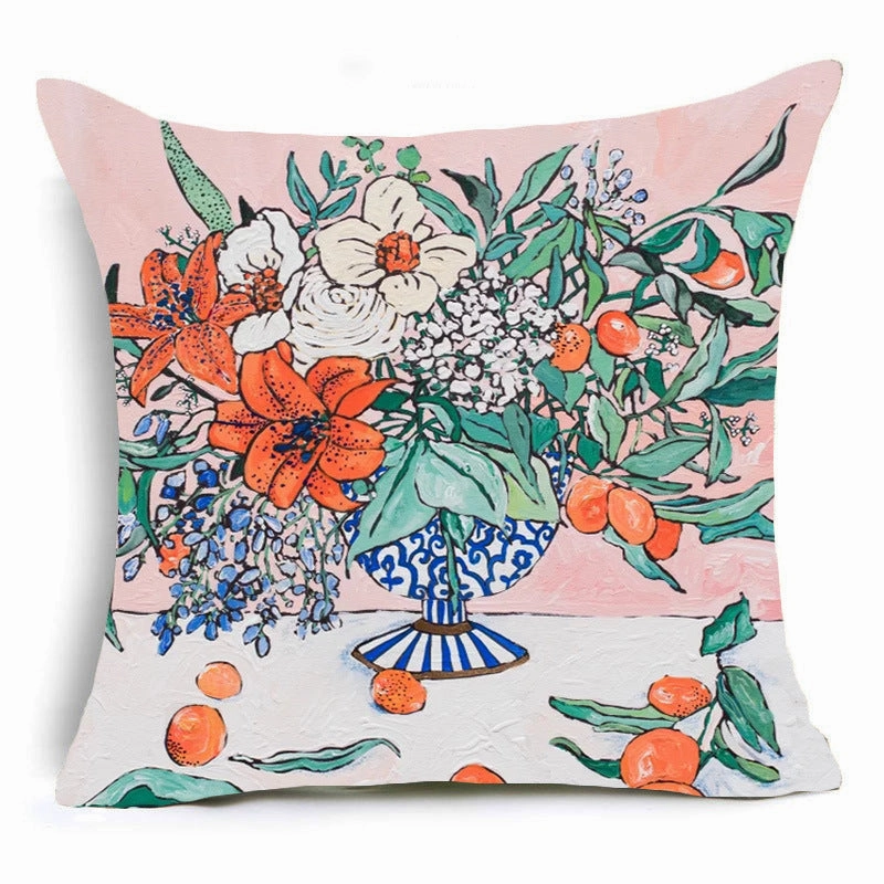 Watercolor Flower Painting Print Cushion