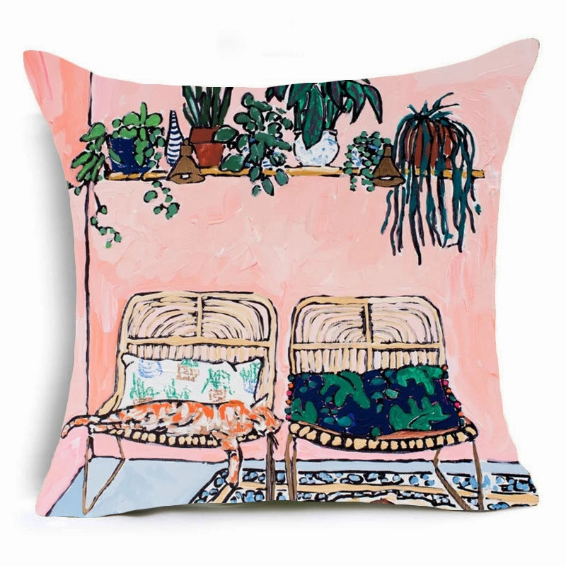 Watercolor Flower Painting Print Cushion