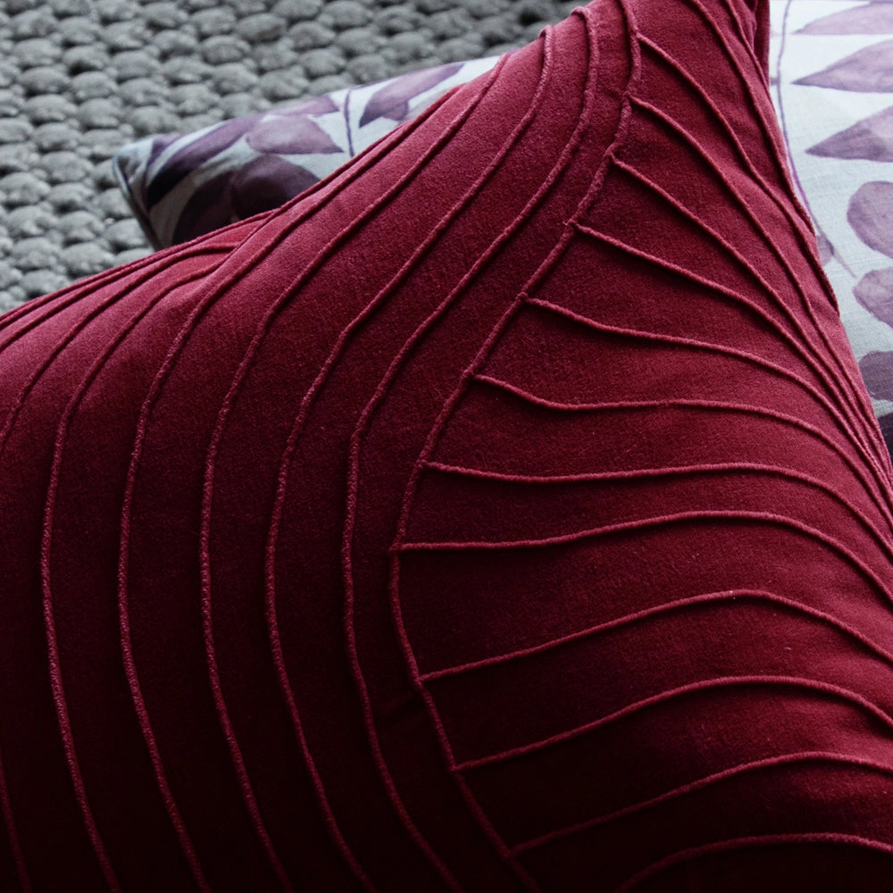 Waterfall Embroidered Feather Cushion Pomegranate