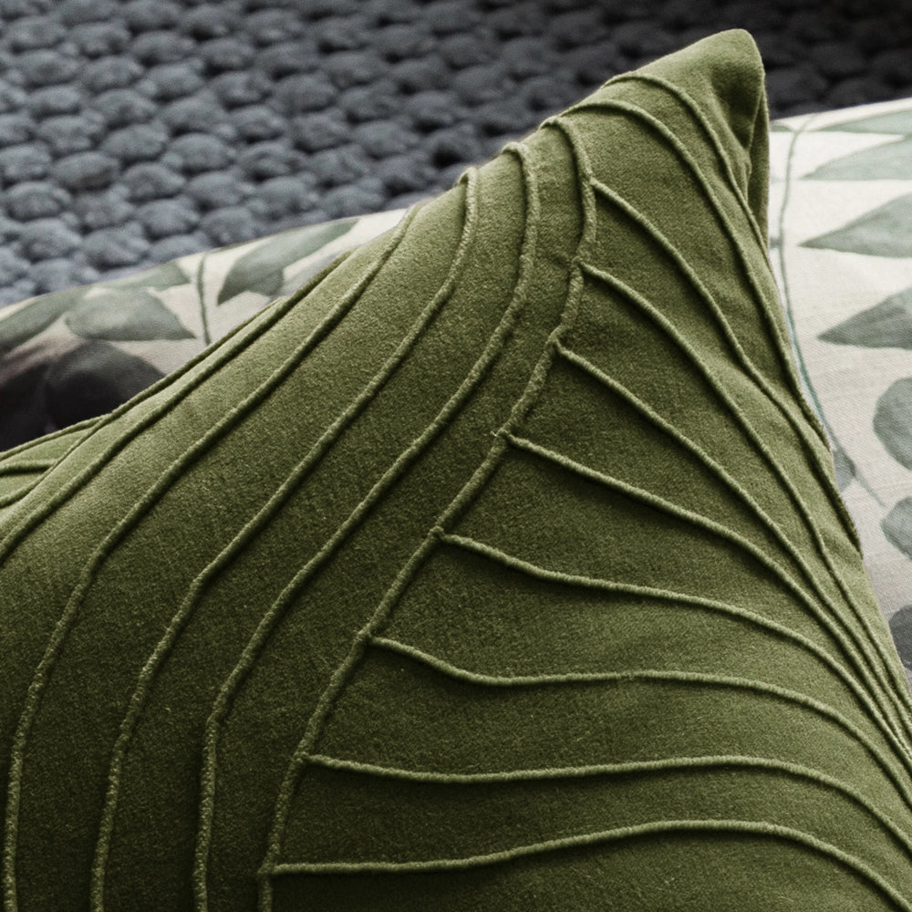 Waterfall Embroidered Feather Cushion Sage