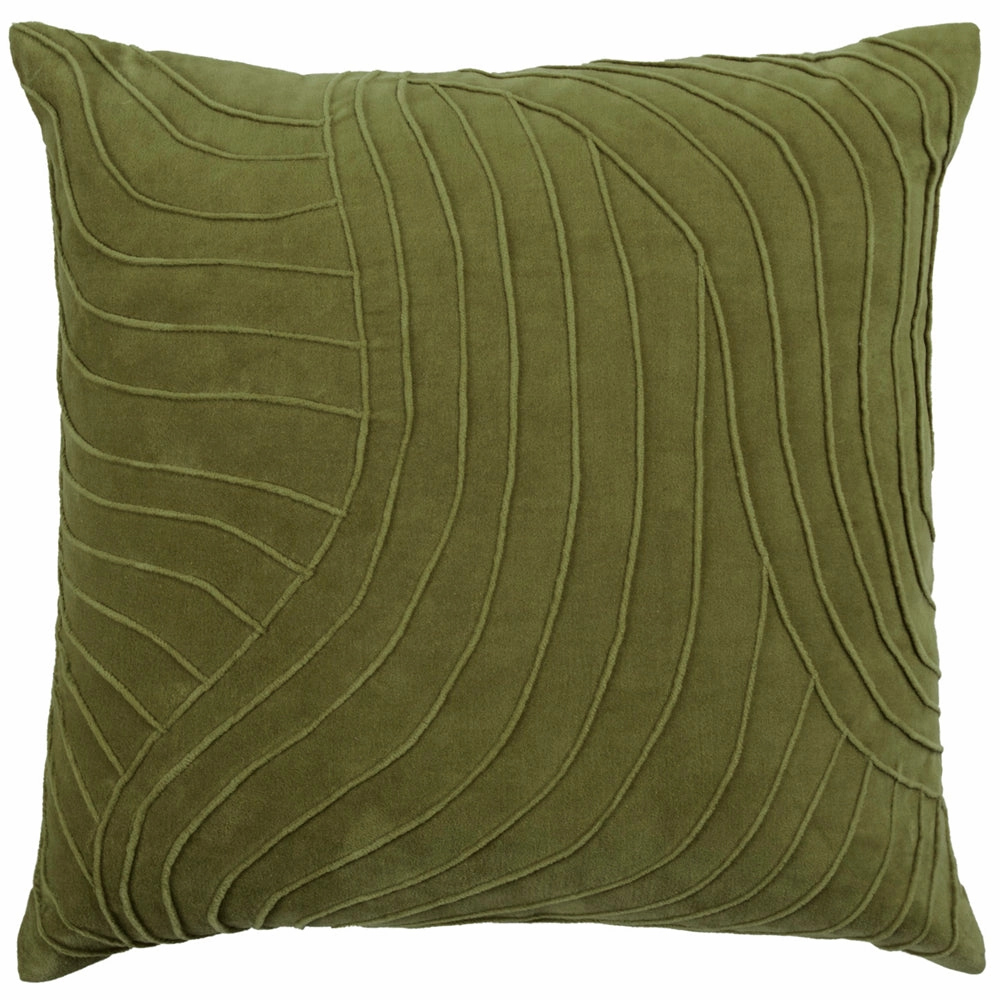 Waterfall Embroidered Feather Cushion Sage