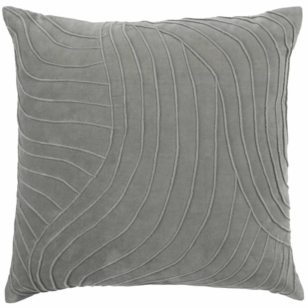 Waterfall Embroidered Feather Cushion Steel