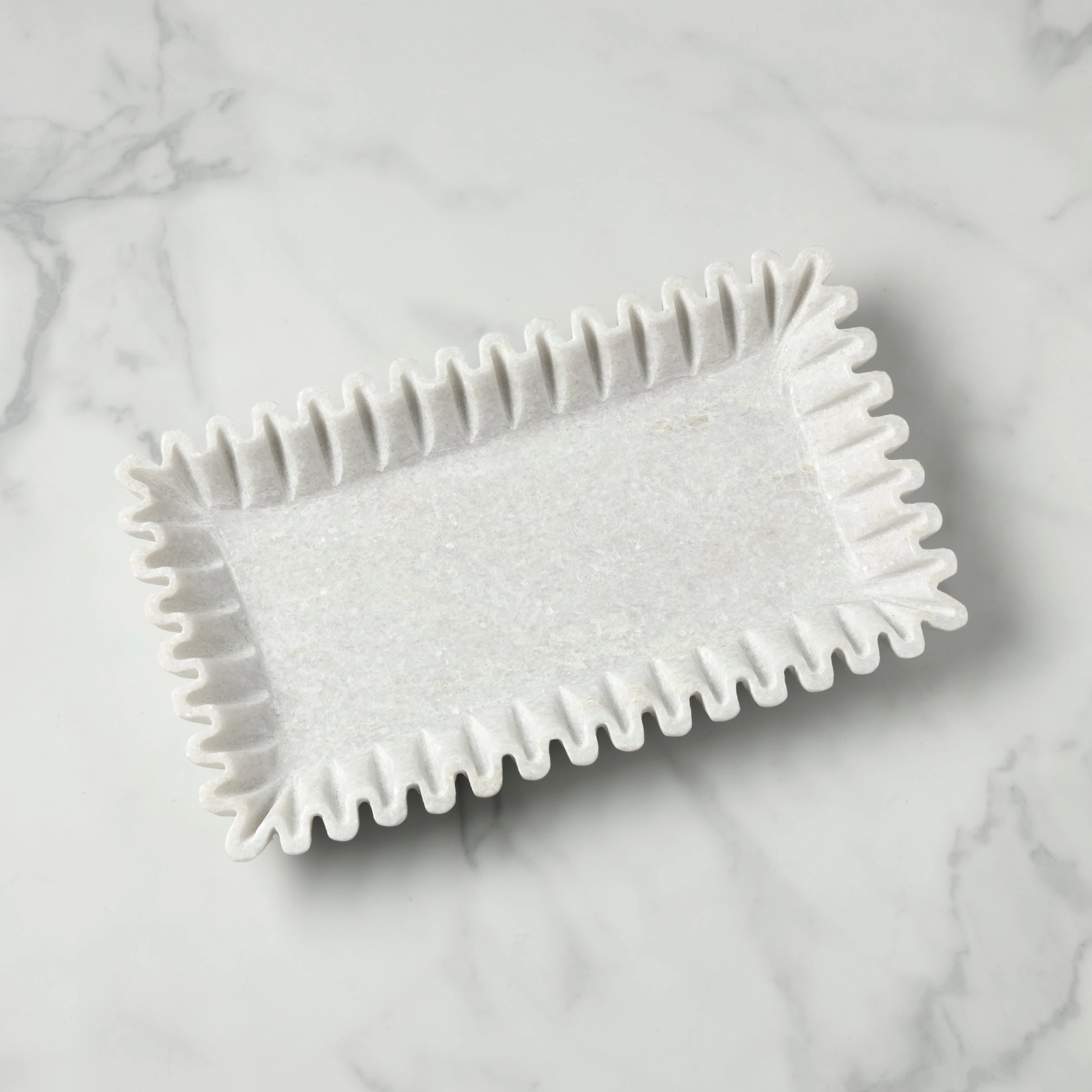 Waterloo Artisan Crafted Wavy Marble Plattermultipurpose serving tray