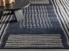 Wellgate Hand-Knotted Rug in Indigomodern color block patchwork rug
