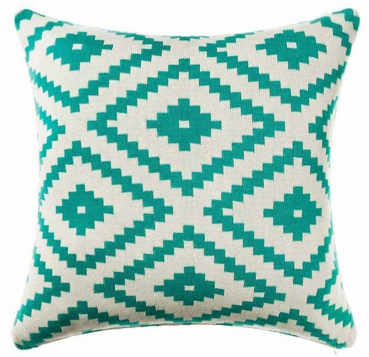 White & Turquoise Mexicola Throw Cushionhome decoration ,modern home decor 