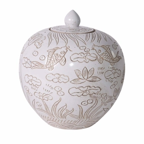 White Carved Vine Melon Jarnordic style desktop ornaments