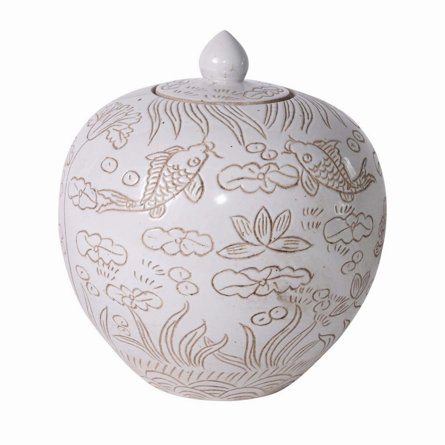White Carved Vine Melon Jarhome decor ,wall decor 