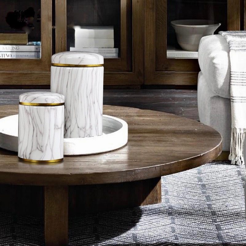 White Marble Pattern Urn Vase
