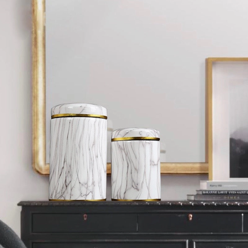 White Marble Pattern Urn Vasehome decoration ,modern home decor 