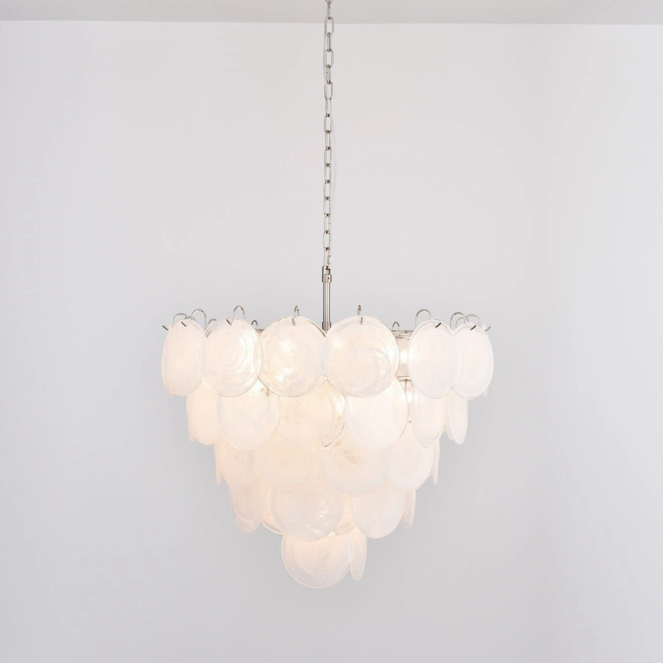 White Murano Disc Chandelier