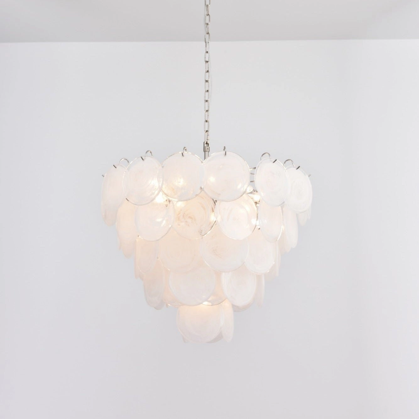White Murano Disc Chandelier