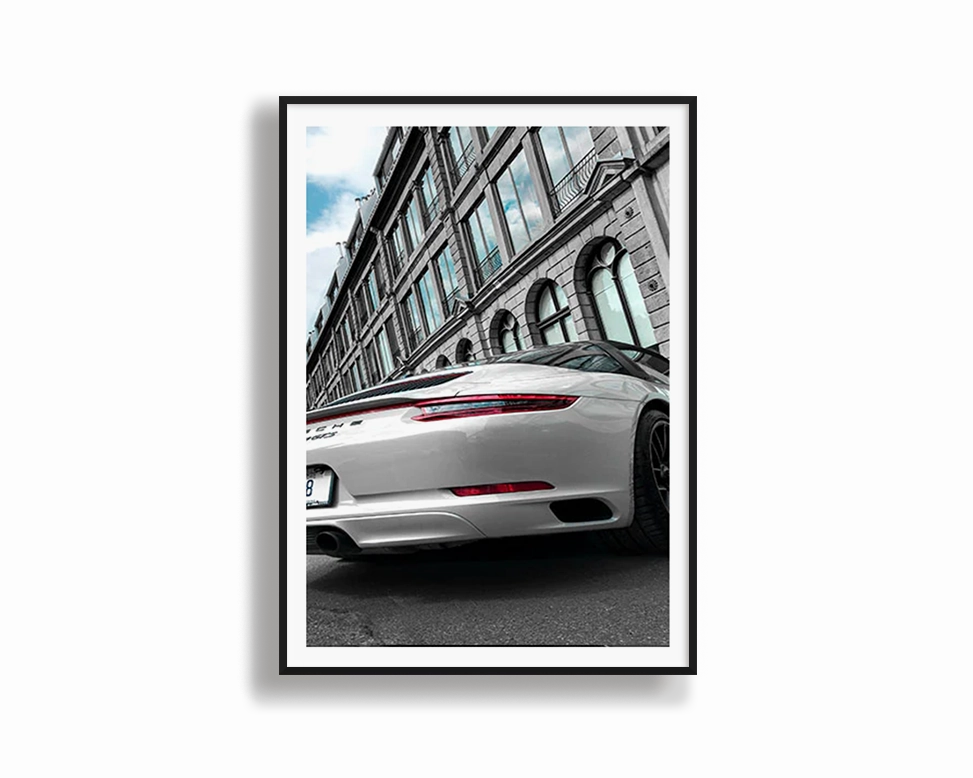 White Porsche Carrera 4 GTSmodern abstract painting decor