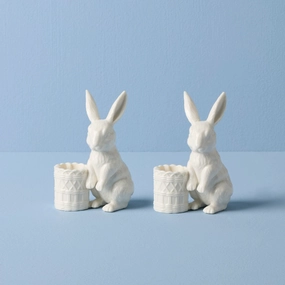 Wicker Creek Bunny Candle Holders - Set of 2easter decorations ,easter centerpiece 