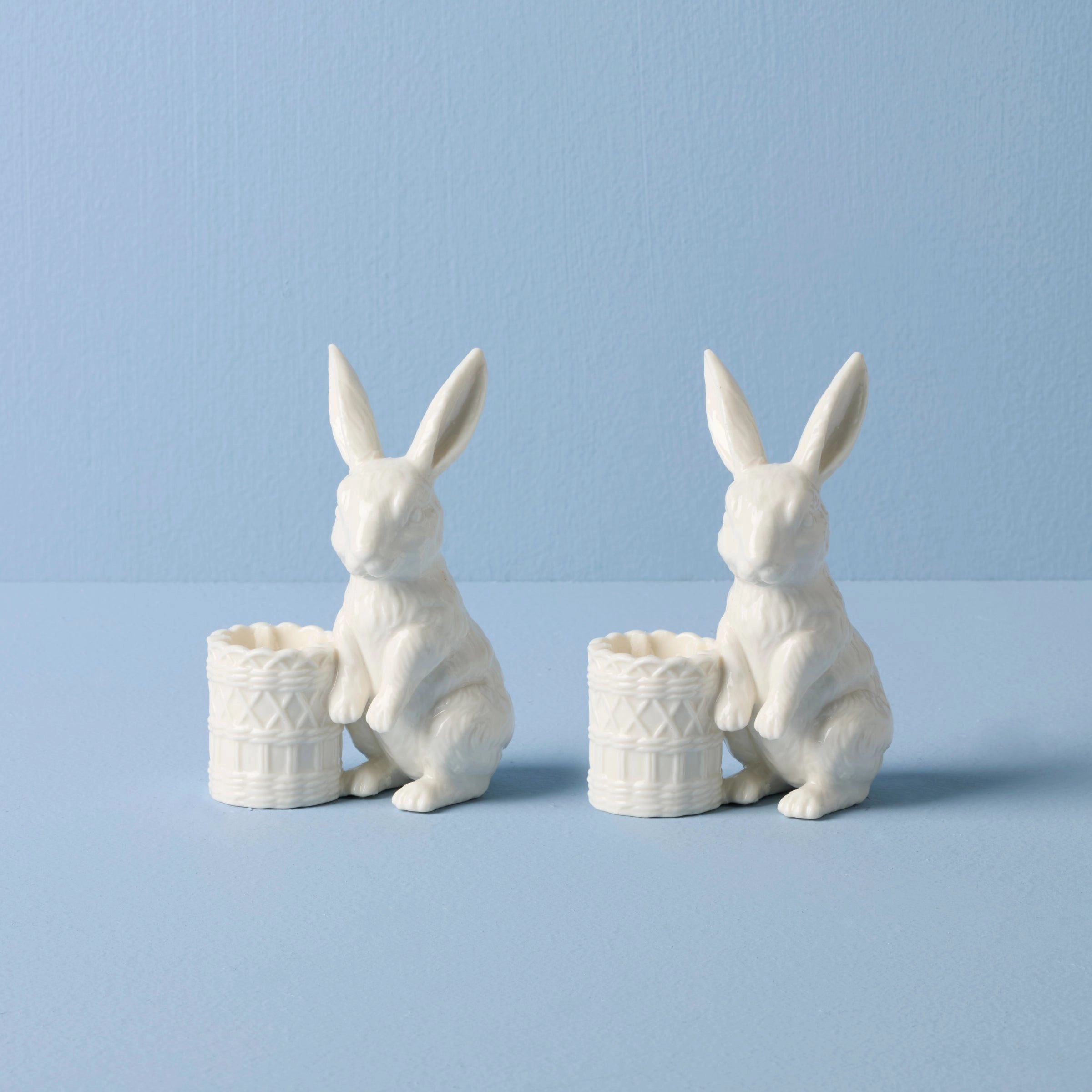 Wicker Creek Bunny Candle Holders - Set of 2easter decorations ,easter centerpiece 