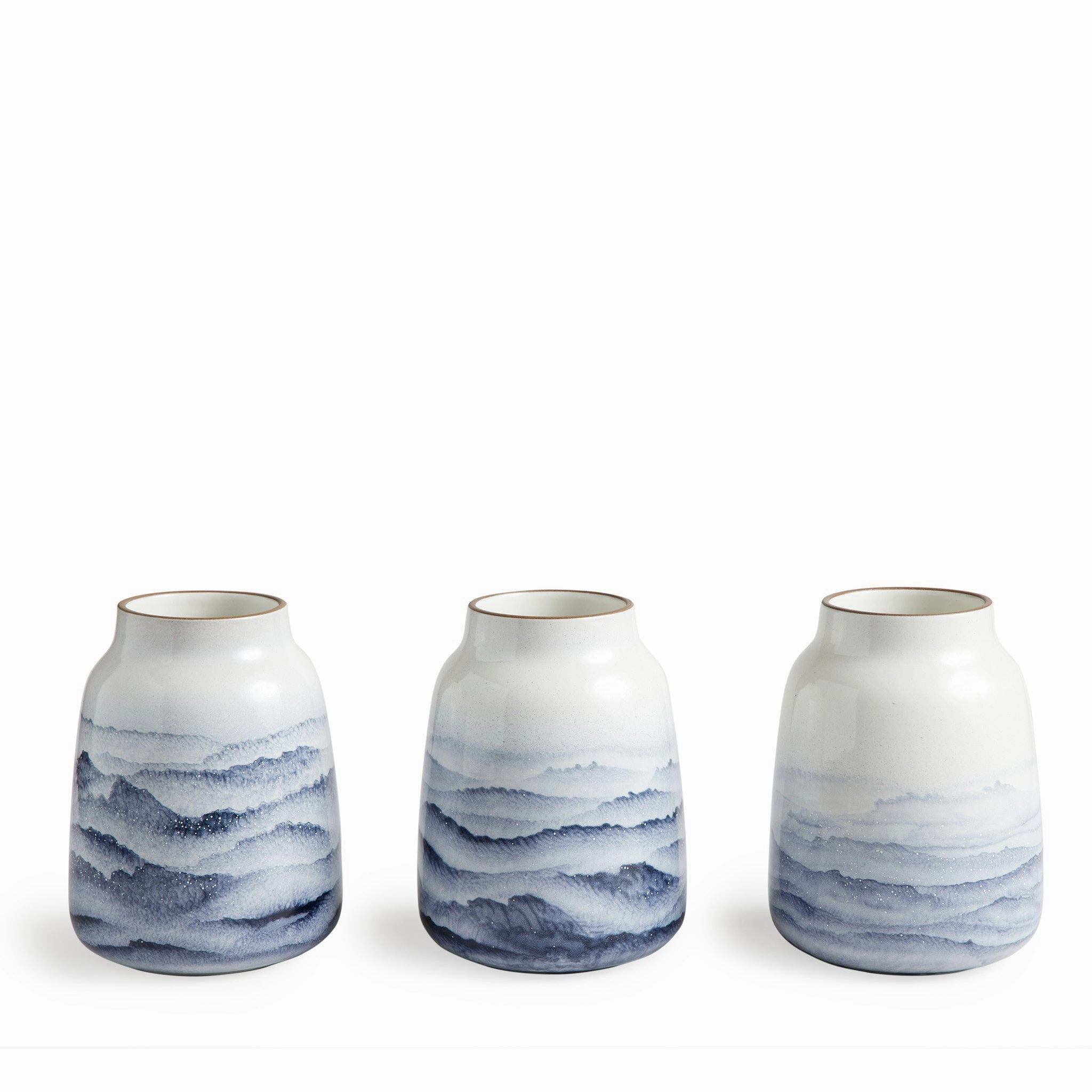 Wide Vase in Midnight and Opaque White Watercolor