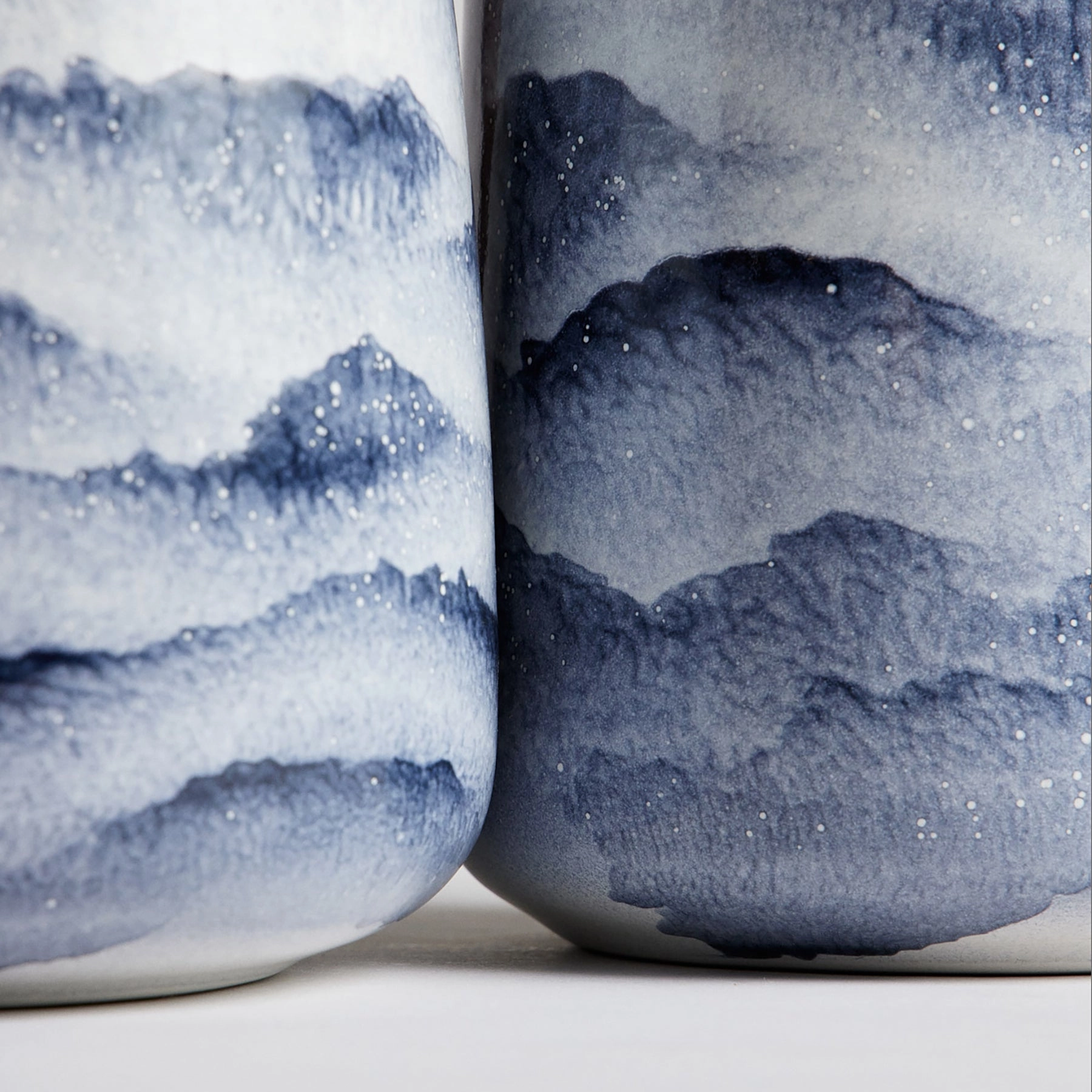 Wide Vase in Midnight and Opaque White Watercolor