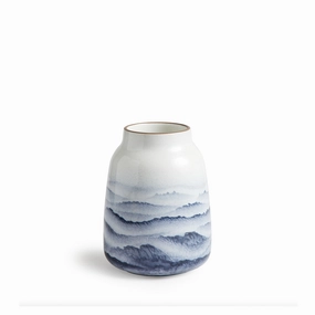 Wide Vase in Midnight and Opaque White Watercolornordic minimalist vase