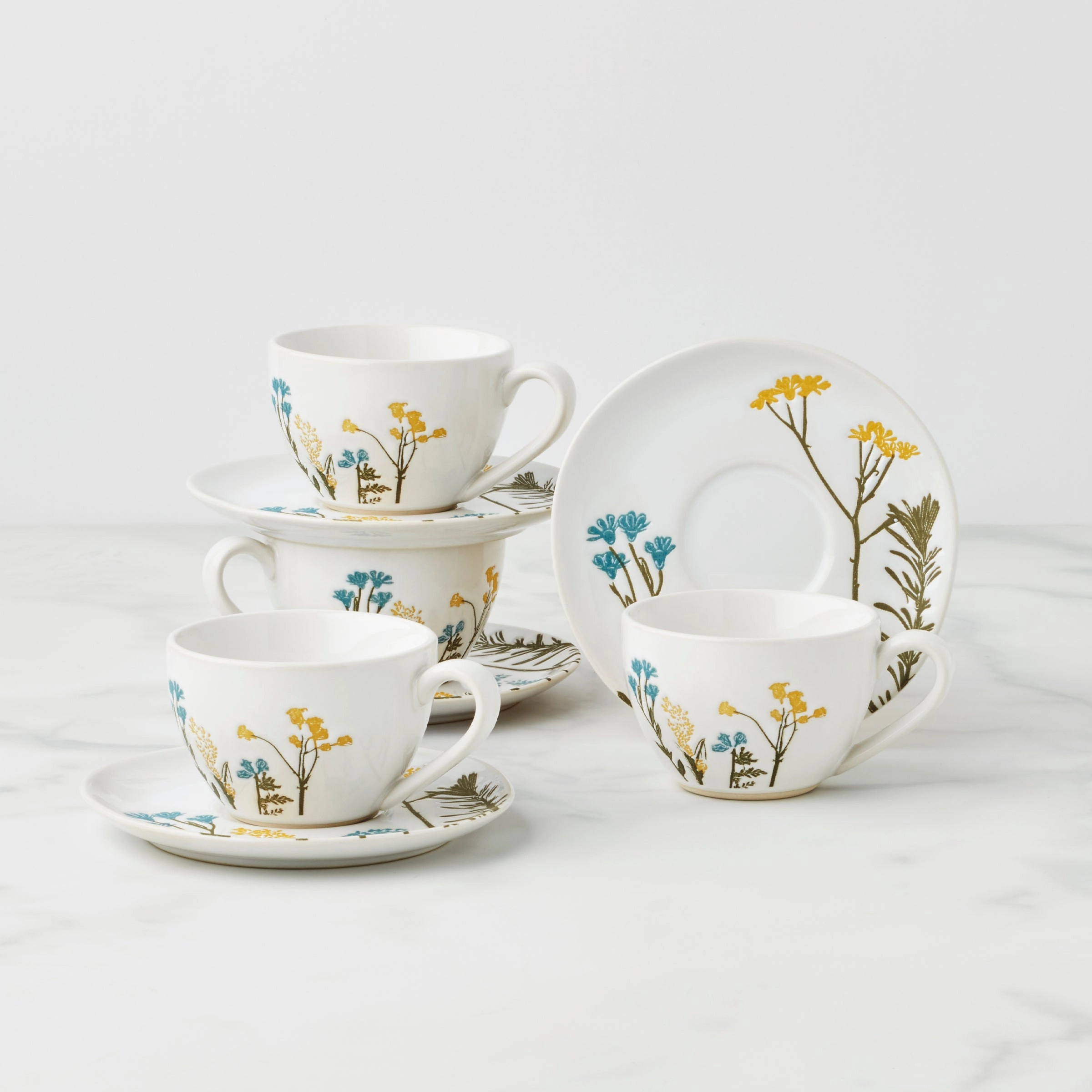Wildflowers 8-Piece Espresso Cups & Saucers Setglass cups ,personalized mugs 