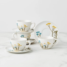 Wildflowers 8-Piece Espresso Cups & Saucers Setglass cups ,personalized mugs 