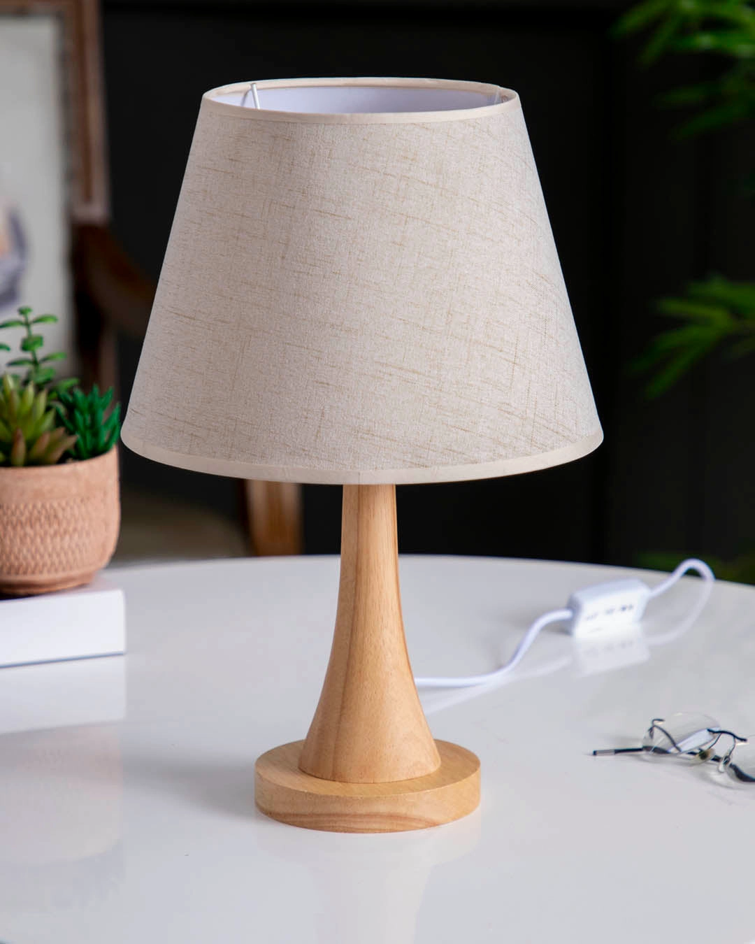 Wood-Accented Table Lamp