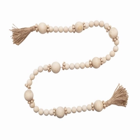 Wood Bead Garland with Jute Tasselsnordic style desktop ornaments