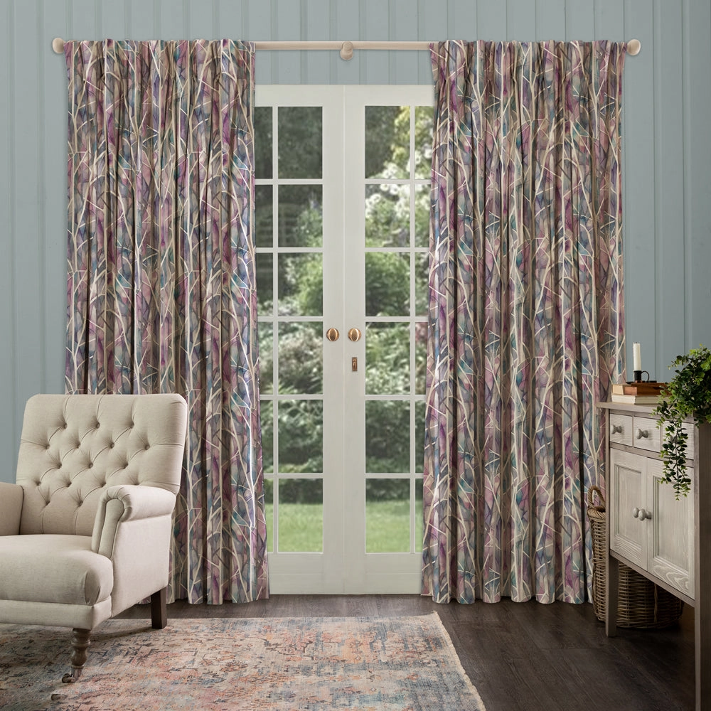 Woodbury Printed Made to Measure Curtains Loganberry