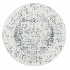 Yelina Cream and Grey Distressed Washable Round Rugmodern color block patchwork rug