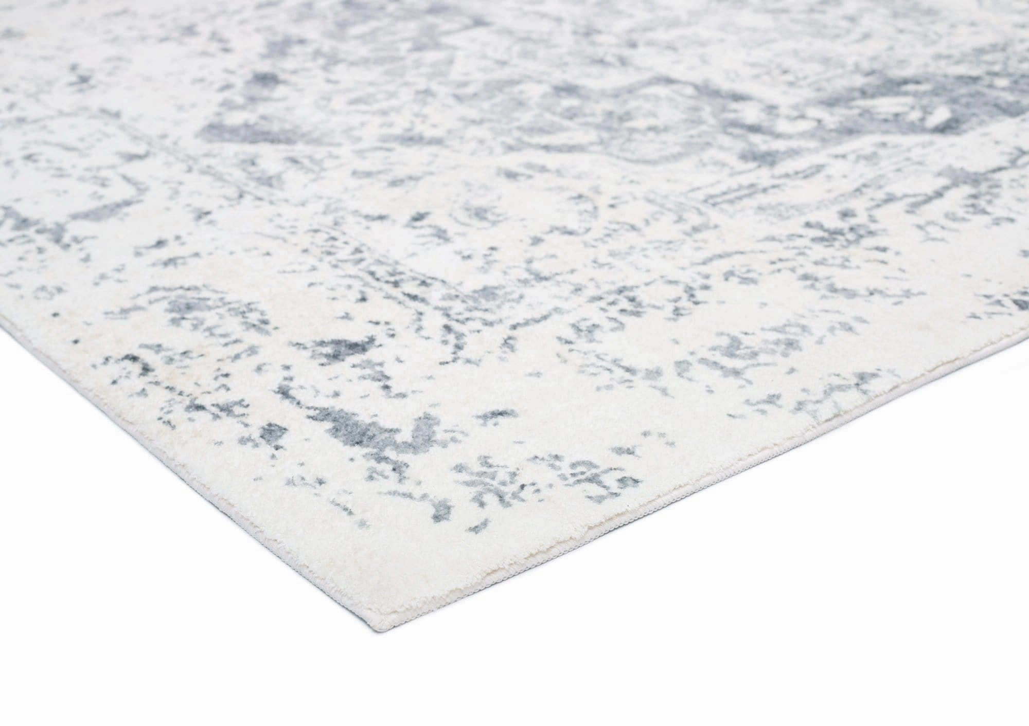 Yelina Cream and Grey Distressed Washable Runner Rug