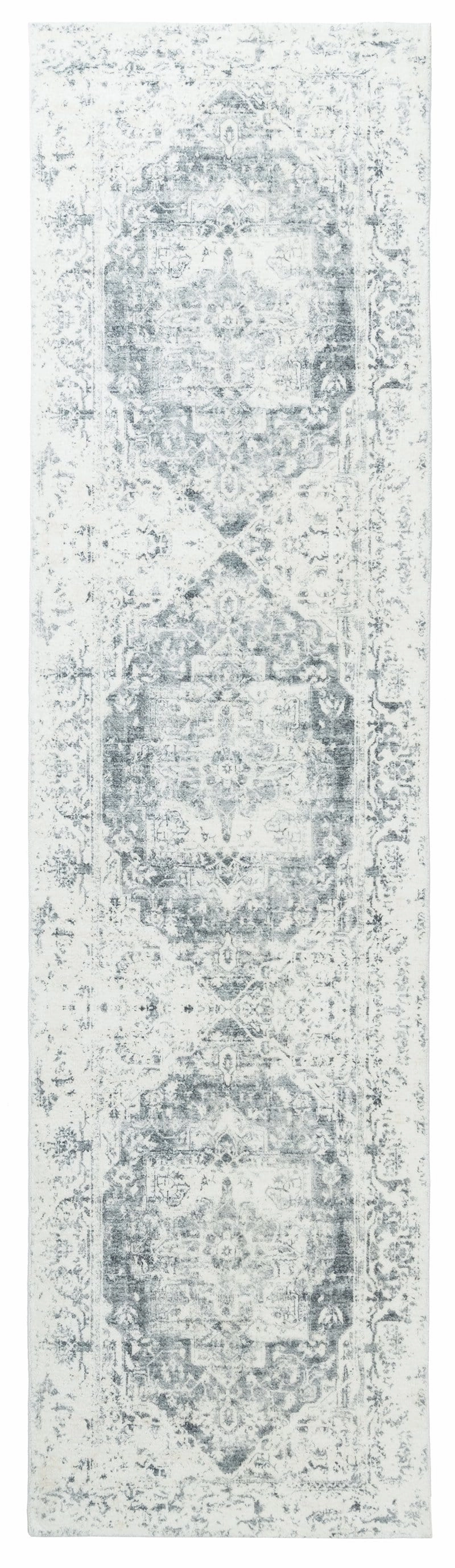 Yelina Cream and Grey Distressed Washable Runner Rugmodern color block patchwork rug
