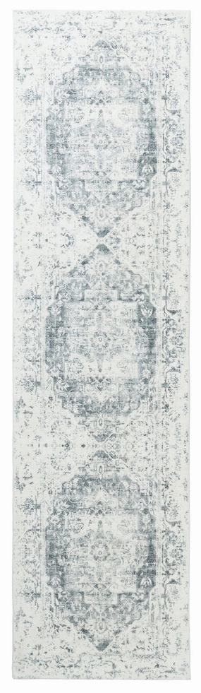 Yelina Cream and Grey Distressed Washable Runner Rugmodern color block patchwork rug