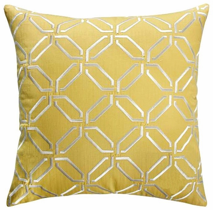 Yellow Embossed Pattern Throw Cushionhome decoration ,modern home decor 