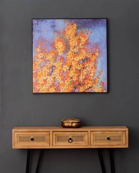 Yellow Floral Semi Hand-made Wall Art - 32*32 Inchnordic style wall decor