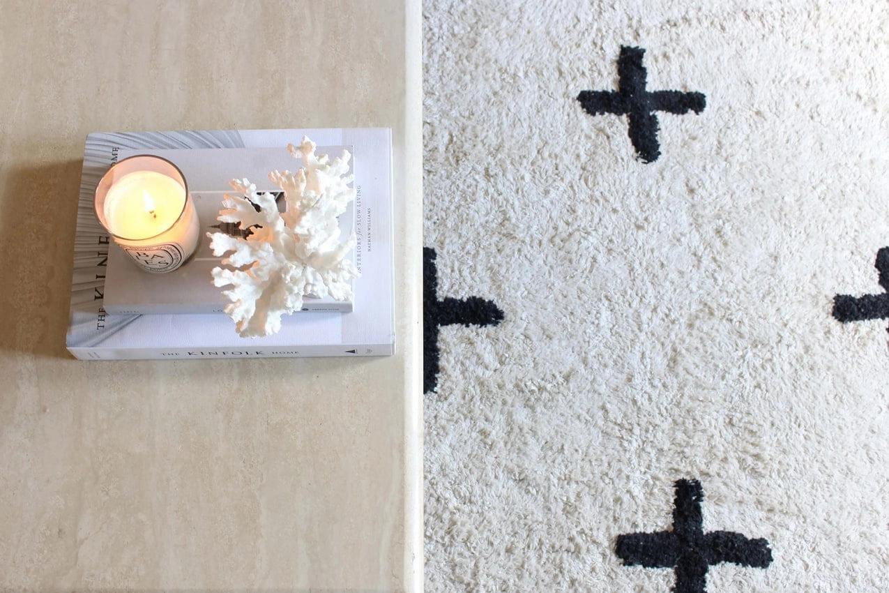 Zelia Black and Ivory Minimal Washable Berber Rug