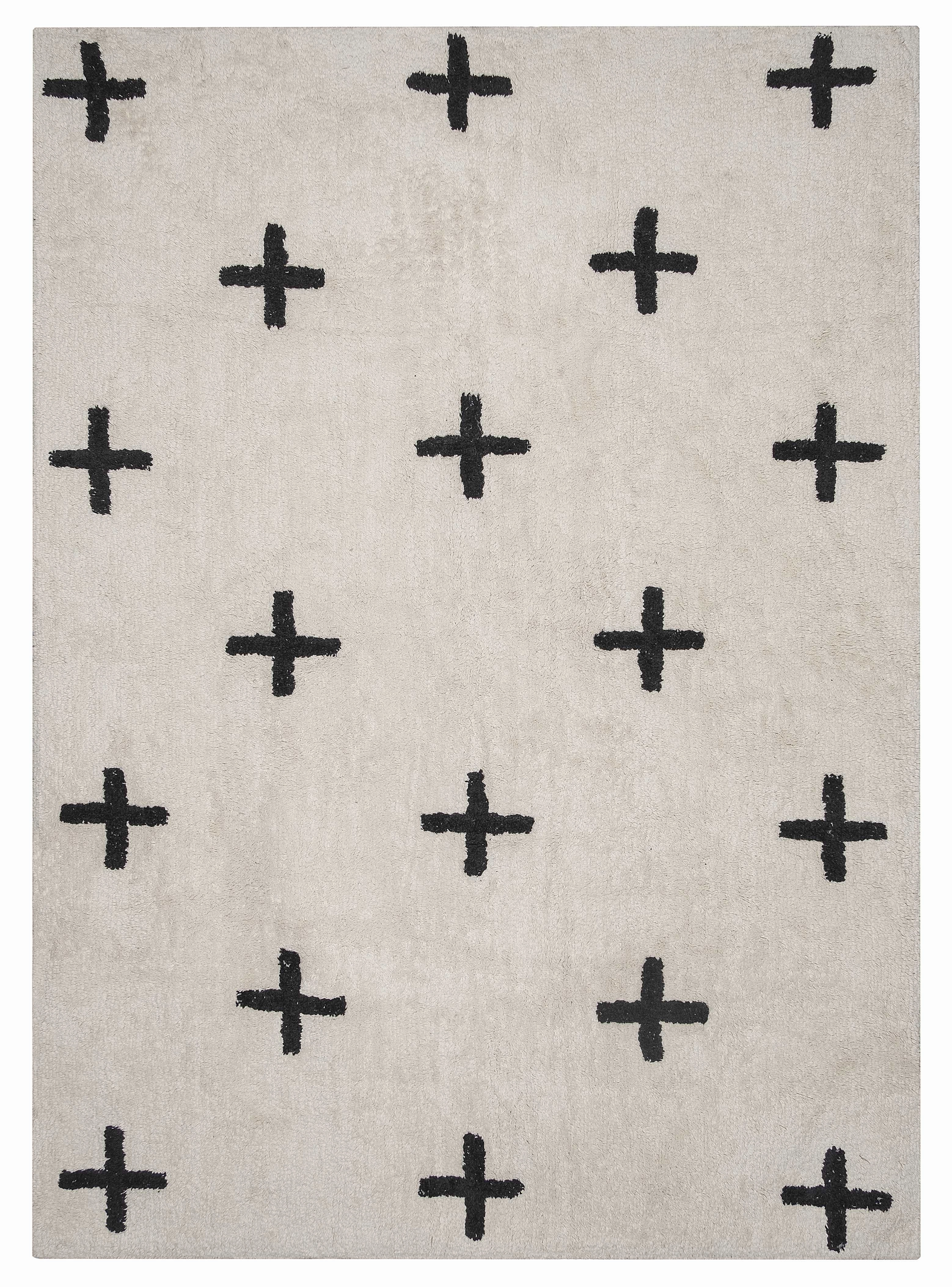 Zelia Black and Ivory Minimal Washable Berber Rugmodern color block patchwork rug