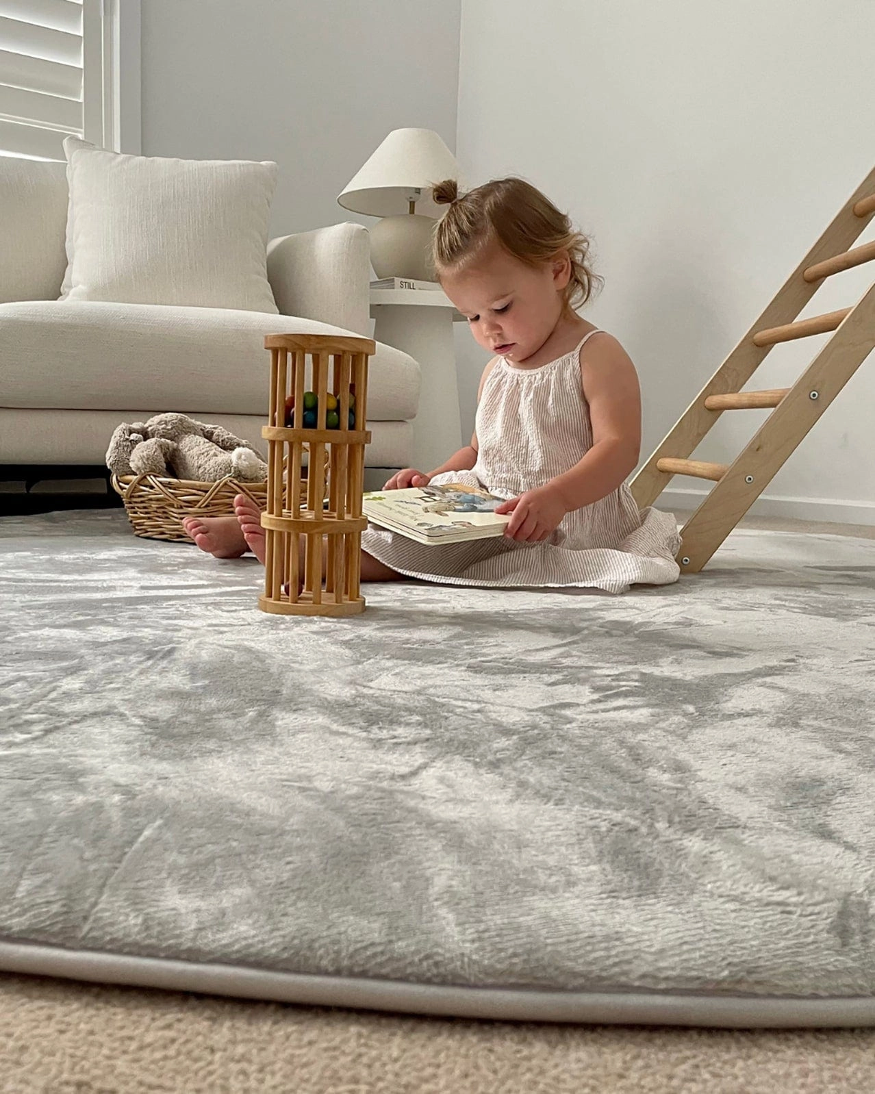 Zia Grey Plush Rollie Pollie Round Playmat